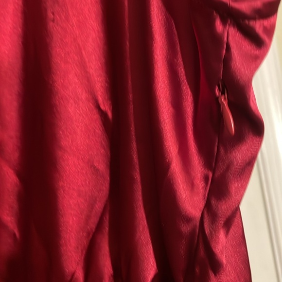 Grace Karin Red Burgundy Stretch Satin High Neck Sheath Dress 2X - Picture 8 of 11